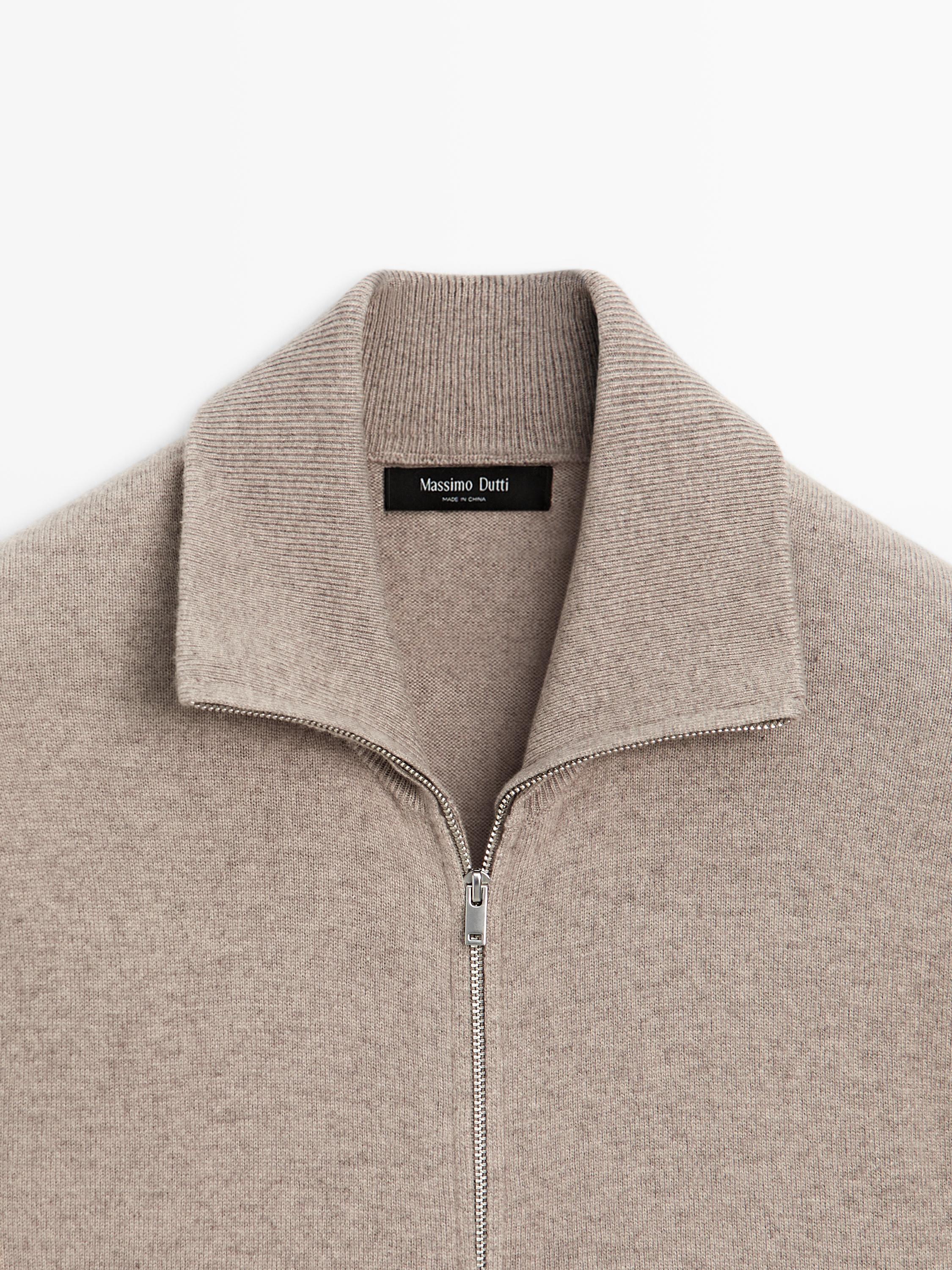 Zip-up high neck cardigan